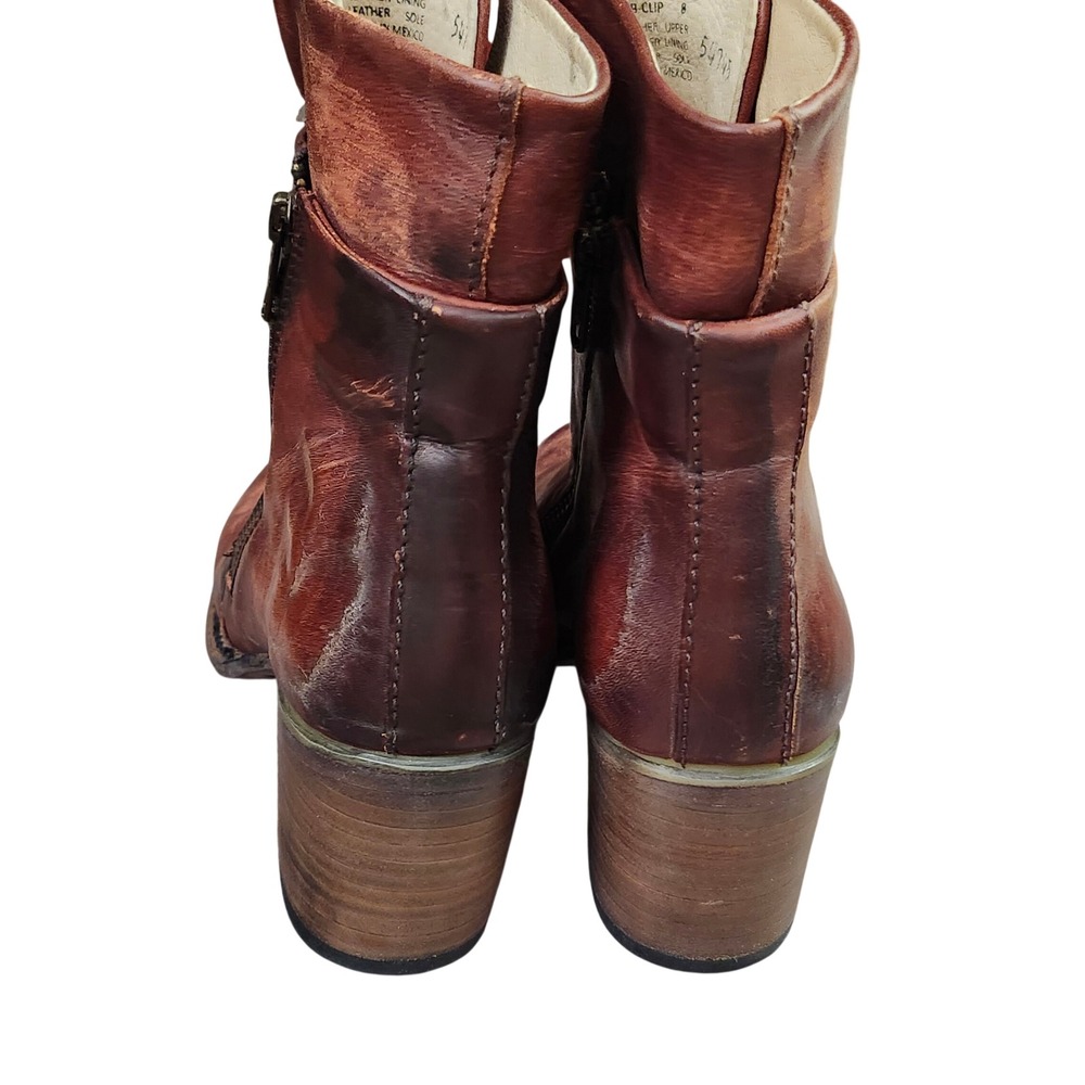 Freebird by Steven Clip Cognac Leather Ankle Boots FB-CLIP Mens 8 Western Zipper - Picture 9 of 14